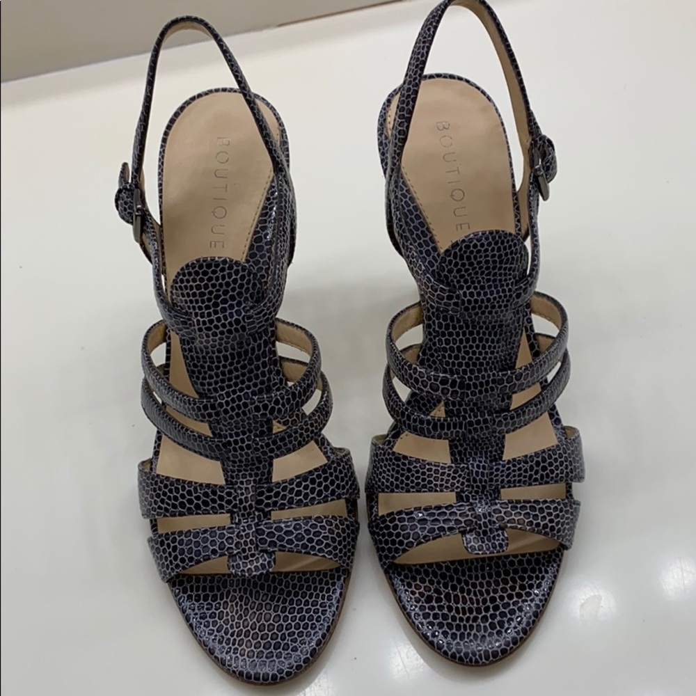 Boutique 9 reptile shoes. Leather upper and soles.